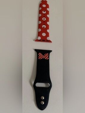 Disney Minnie Mouse replacement silicone band for Apple Watch Red Black Polka 38